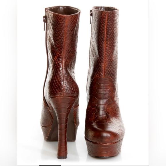 Jessica Simpson, Fram Brown King Stamped Snake Platform Boots, Size 7.5 - Picture 3 of 15